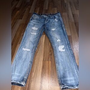 Women rock revival Distressed Blue Jeans